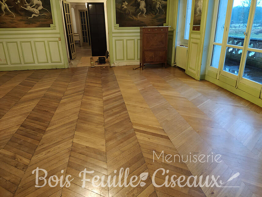 Pose d'un Parquet Bois massif pose Point de Hongrie